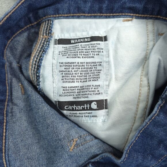 Carhartt FR Flame Resistant Carpenter Blue Denim Work Jeans FRB13-DNM 40x30 - Picture 10 of 13